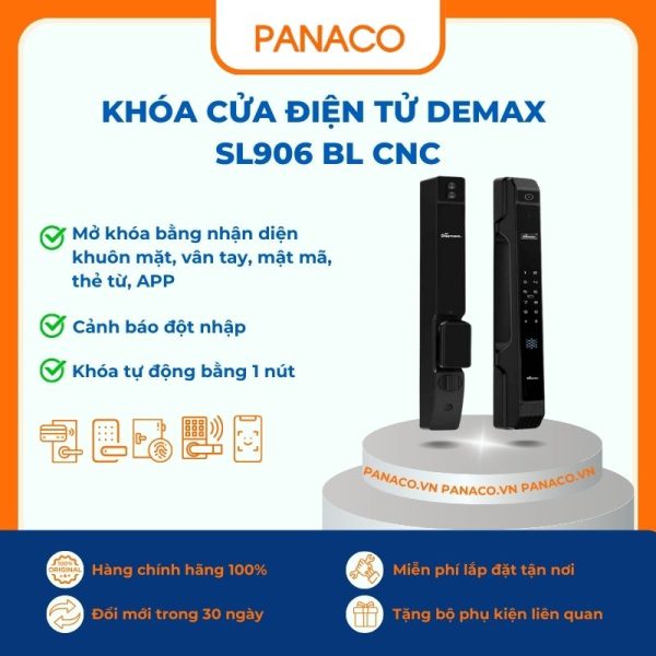 Khóa cửa điện tử Demax SL906 BL CNC