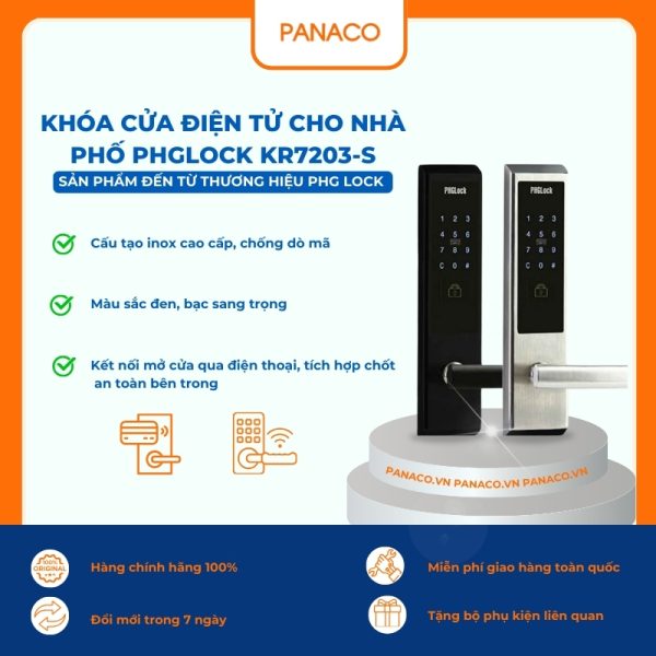 Khóa cửa điện tử cho nhà phố PHGLOCK KR7203-S