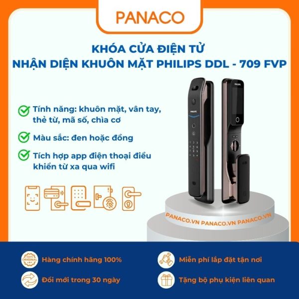 Khóa cửa điện tử nhận diện khuôn mặt Philips DDL - 709 FVP