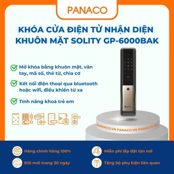 Khóa cửa điện tử nhận diện khuôn mặt Solity GP-6000BAK