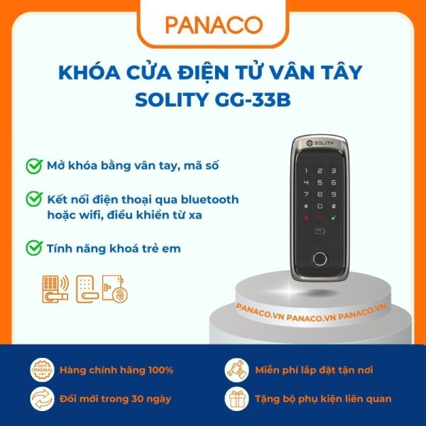 Khóa cửa điện tử vân tây Solity GG-33B