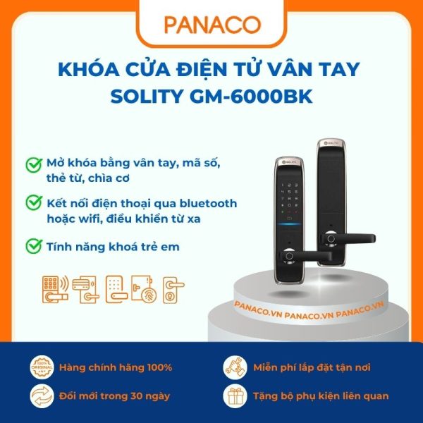 Khóa cửa điện tử vân tay Solity GM-6000BK