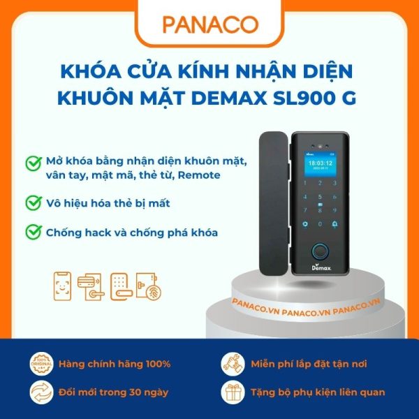 Khóa cửa kính nhận diện khuôn mặt Demax SL900 G