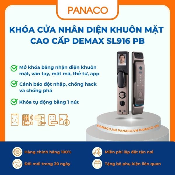 Khóa cửa nhân diện khuôn mặt cao cấp Demax SL916 PB