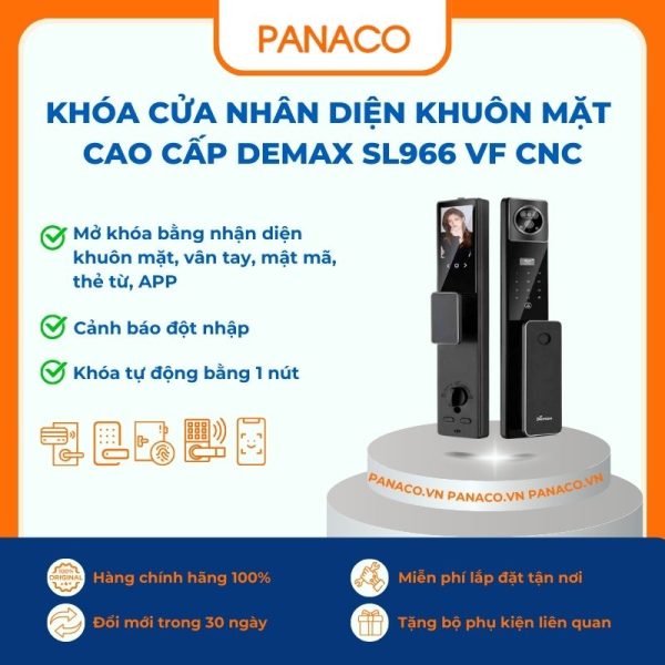Khóa cửa nhân diện khuôn mặt cao cấp Demax SL966 VF CNC
