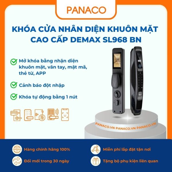 Khóa cửa nhân diện khuôn mặt cao cấp Demax SL968 BN