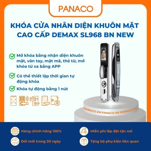 Khóa cửa nhân diện khuôn mặt cao cấp Demax SL968 BN NEW