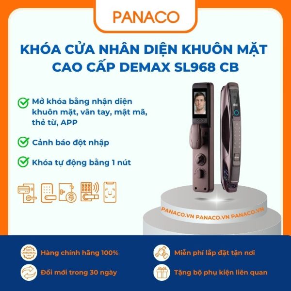 Khóa cửa nhân diện khuôn mặt cao cấp Demax SL968 CB