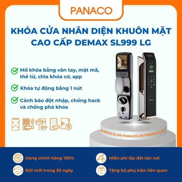 Khóa cửa nhân diện khuôn mặt cao cấp Demax SL999 LG