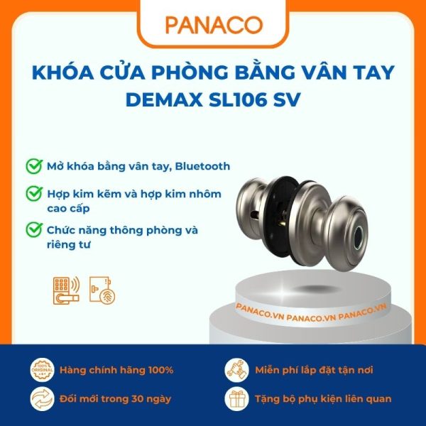 Khóa cửa phòng bằng vân tay Demax SL106 SV