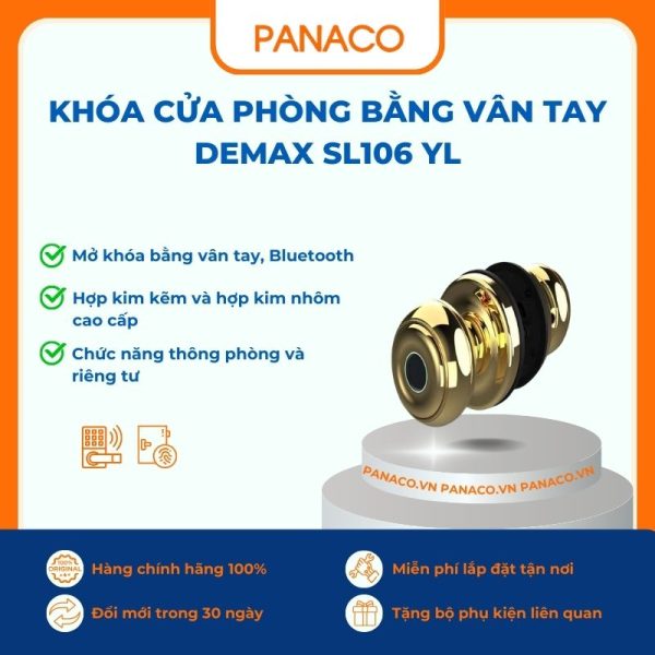 Khóa cửa phòng bằng vân tay Demax SL106 YL