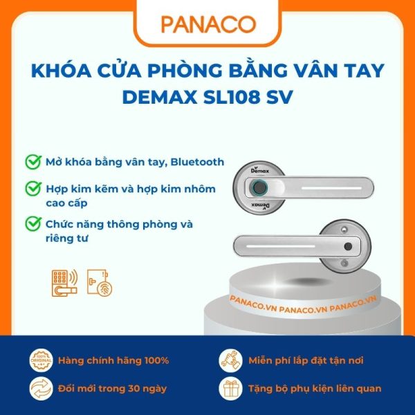 Khóa cửa phòng bằng vân tay Demax SL108 SV