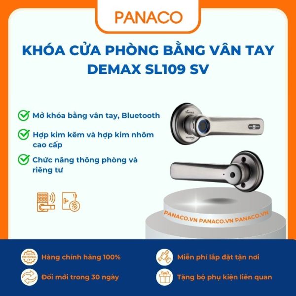 Khóa cửa phòng bằng vân tay Demax SL109 SV