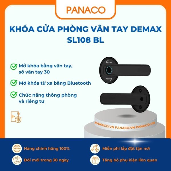 Khóa cửa phòng vân tay Demax SL108 BL