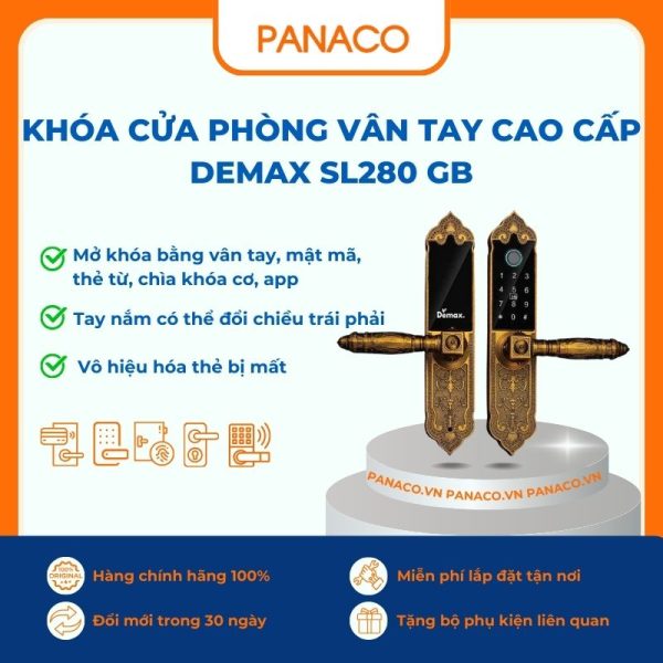Khóa cửa phòng vân tay cao cấp Demax SL280 GB