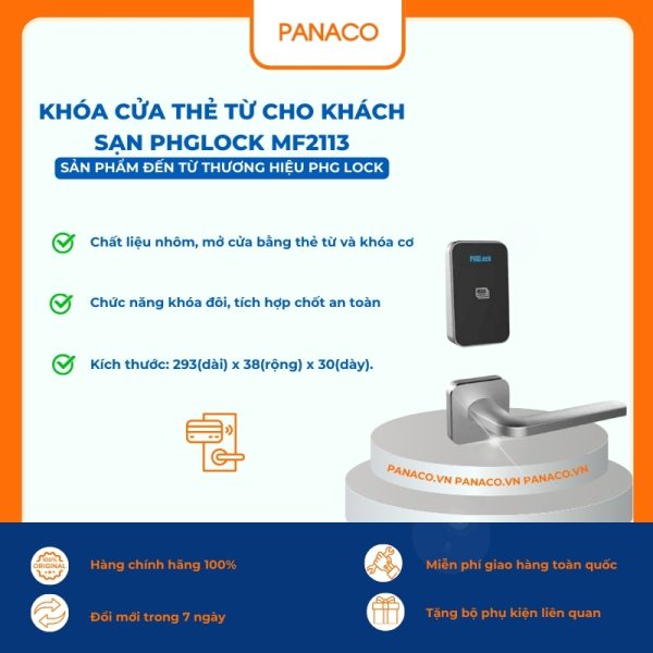 Khóa cửa thẻ từ cho khách sạn PHGLOCK MF2113
