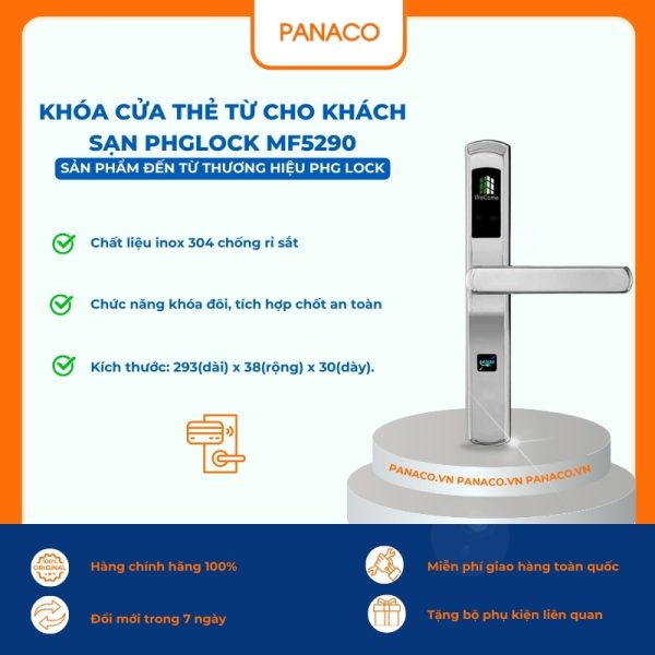 Khóa cửa thẻ từ cho khách sạn PHGLOCK MF5290