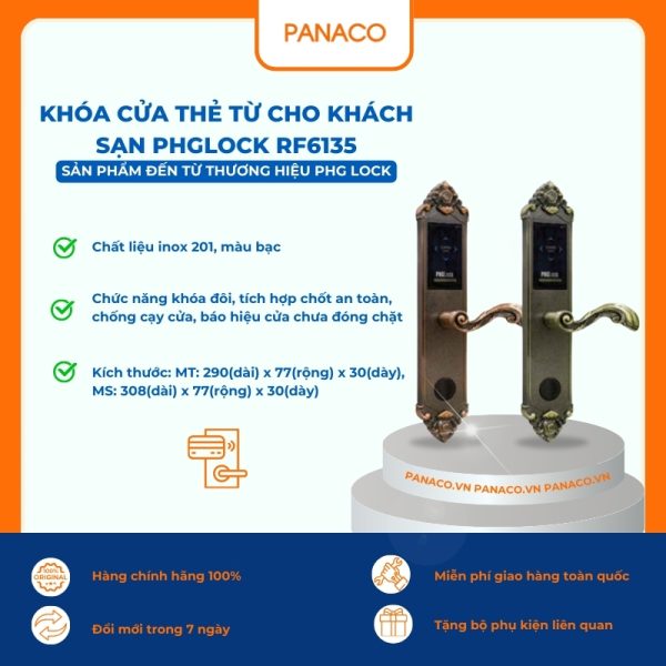 Khóa cửa thẻ từ cho khách sạn PHGLOCK RF6135