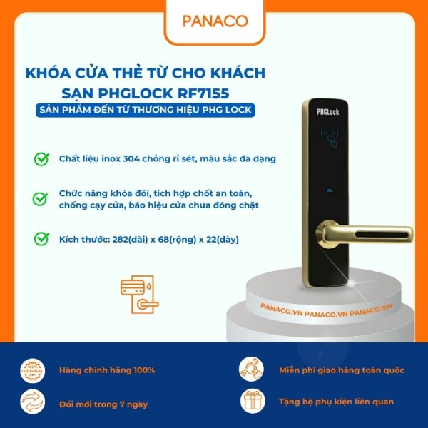 Khóa cửa thẻ từ cho khách sạn PHGLOCK RF7155