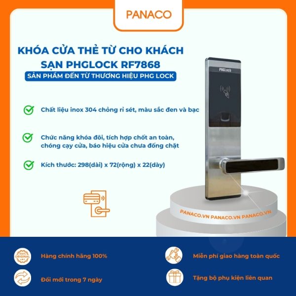 Khóa cửa thẻ từ cho khách sạn PHGLOCK RF7868