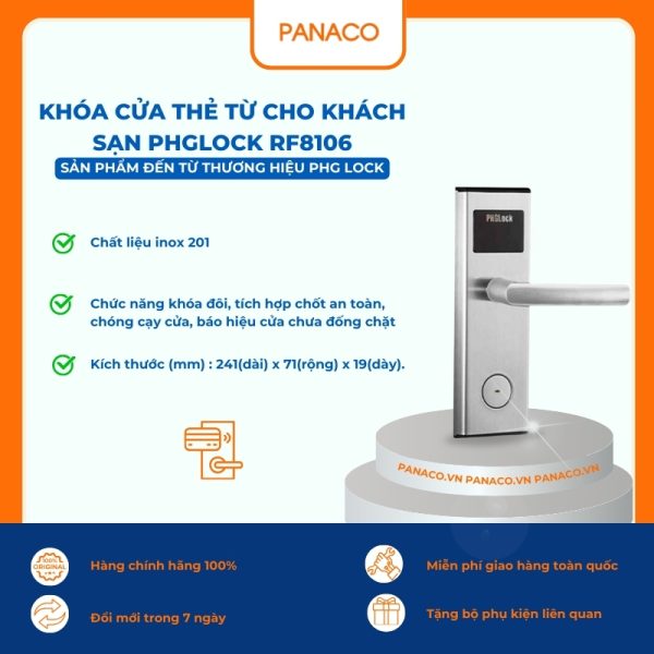 Khóa cửa thẻ từ cho khách sạn PHGLOCK RF8106