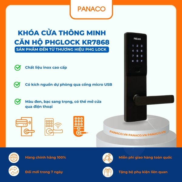 Khóa cửa thông minh cho căn hộ PHGLOCK KR7868