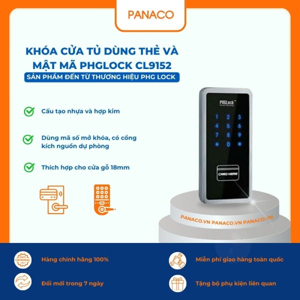 Khóa cửa tủ dùng thẻ và mật mã PHGLOCK CL9152