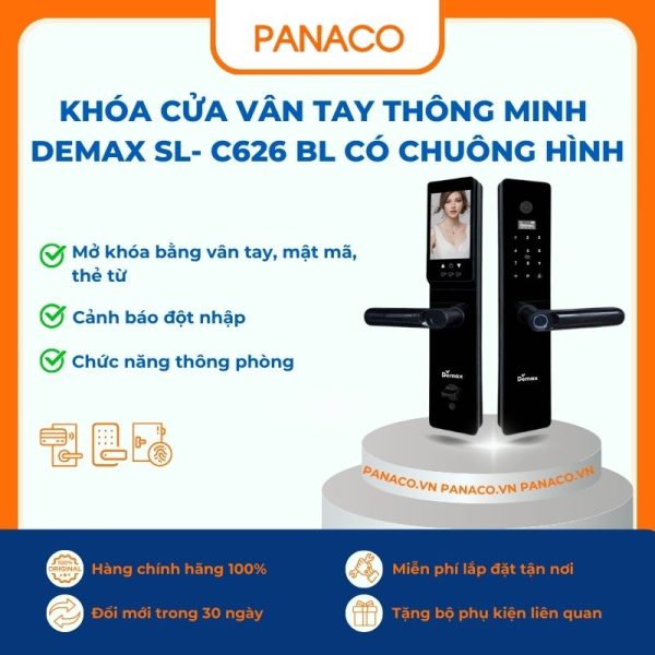 Khóa cửa vân tay Demax SL- C626 BL có chuông hình