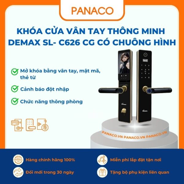 Khóa cửa vân tay Demax SL- C626 CG có chuông hình