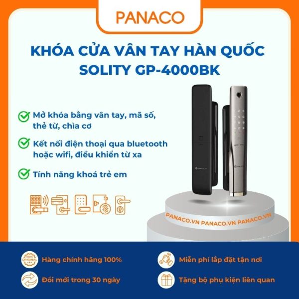 Khóa cửa vân tay Hàn Quốc Solity GP-4000BK