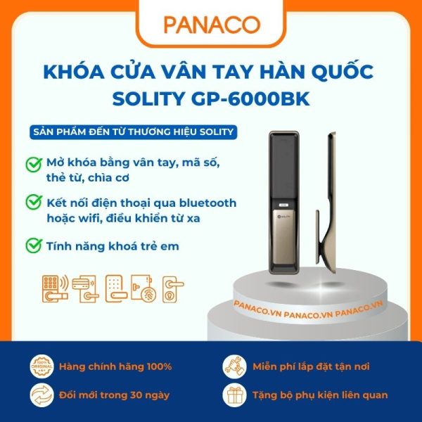 Khóa cửa vân tay Hàn Quốc Solity GP-6000BK