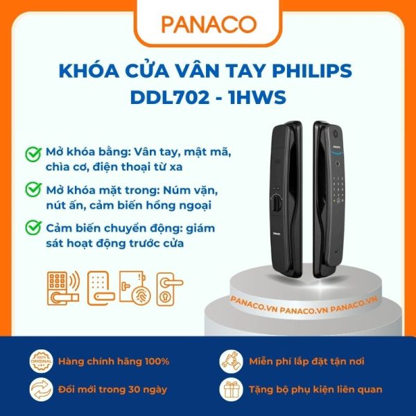 Khóa cửa vân tay Philips DDL702 - 1HWS
