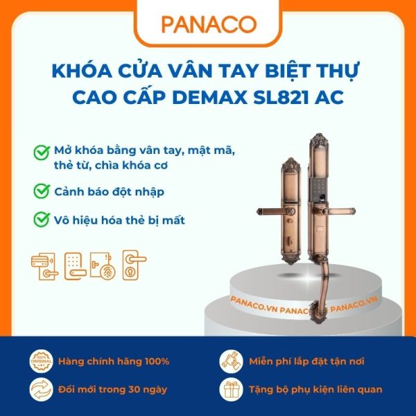 Khóa cửa vân tay biệt thự cao cấp Demax SL821 AC