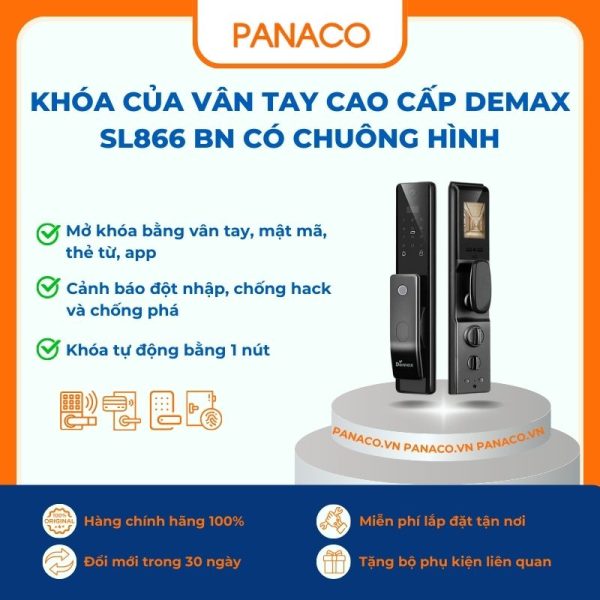 Khóa của vân tay cao cấp Demax SL866 BN có chuông hình