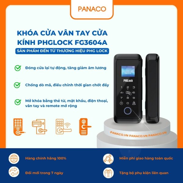 Khóa cửa vân tay cửa kính PHGLOCK FG3604A