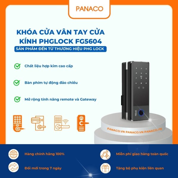 Khóa cửa vân tay cửa kính PHGLOCK FG5604