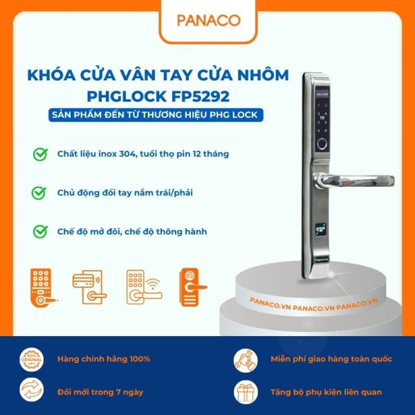 Khóa cửa vân tay cửa nhôm PHGLOCK FP5292