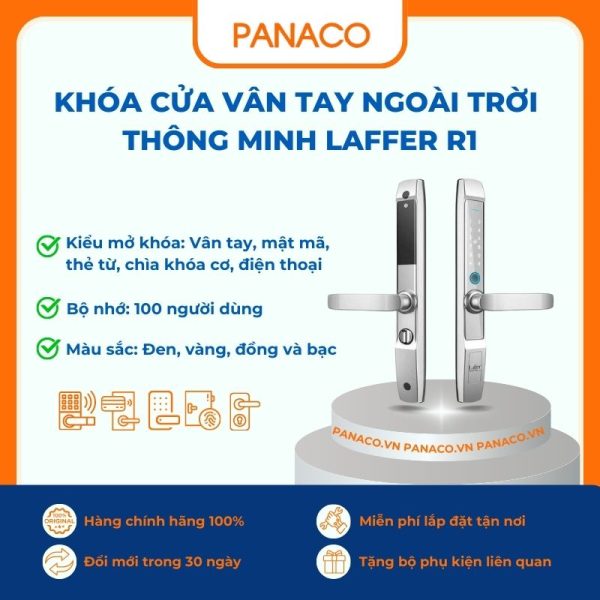 Khóa cửa vân tay ngoài trời thông minh Laffer R1