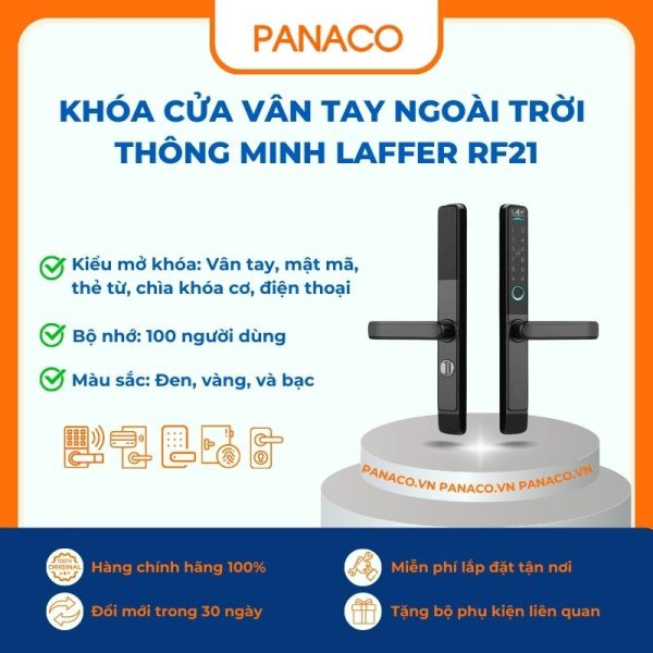 Khóa cửa vân tay ngoài trời thông minh Laffer RF21