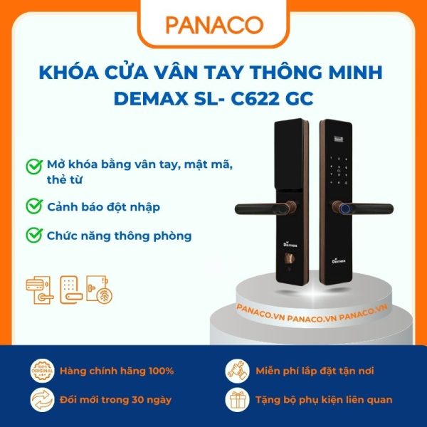 Khóa cửa vân tay thông minh Demax SL- C622 GC