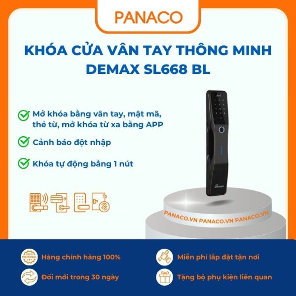 Khóa cửa vân tay thông minh Demax SL668 BL