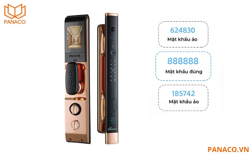 Khóa cũng hỗ trợ mở bằng mật mã với dung lượng lưu trữ lên đến 250 nhóm mật khẩu