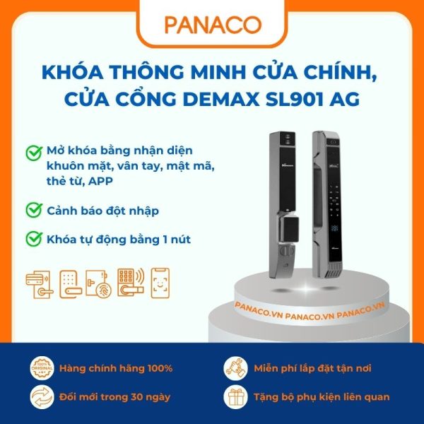 Khóa thông minh cửa chính, cửa cổng Demax SL901 AG