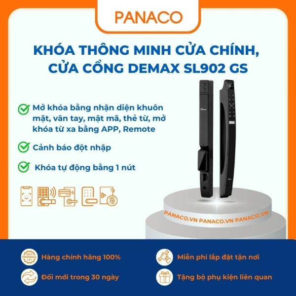 Khóa thông minh cửa chính, cửa cổng Demax SL902 GS