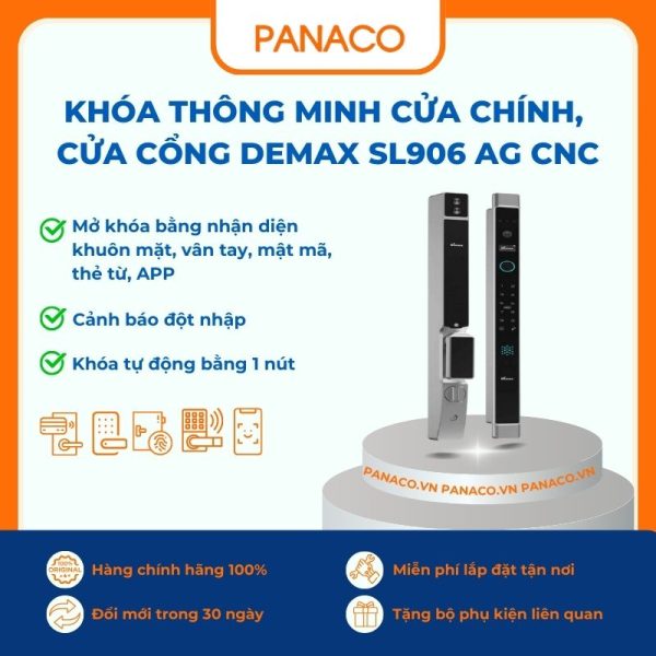 Khóa thông minh cửa chính, cửa cổng Demax SL906 AG CNC