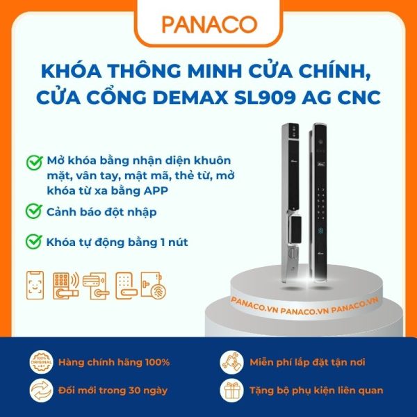 Khóa thông minh cửa chính, cửa cổng Demax SL909 AG CNC