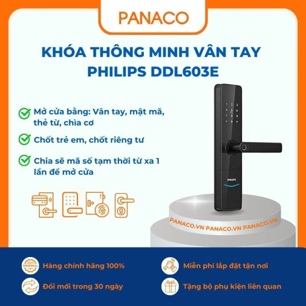 Khóa thông minh vân tay Philips DDL603E