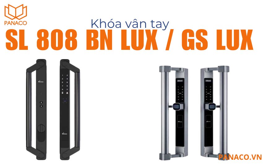 Khóa vân tay đại sảnh biệt thự ngoài trời Demax SL808 LUX 2 màu sắc là đen (SL808 BN LUX) và Xám ánh sao (SL808 GS LUX)