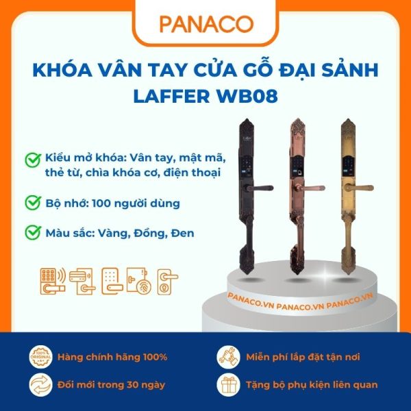 Khóa vân tay cửa gỗ đại sảnh Laffer WB08