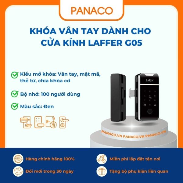Khóa vân tay dành cho cửa kính Laffer G05